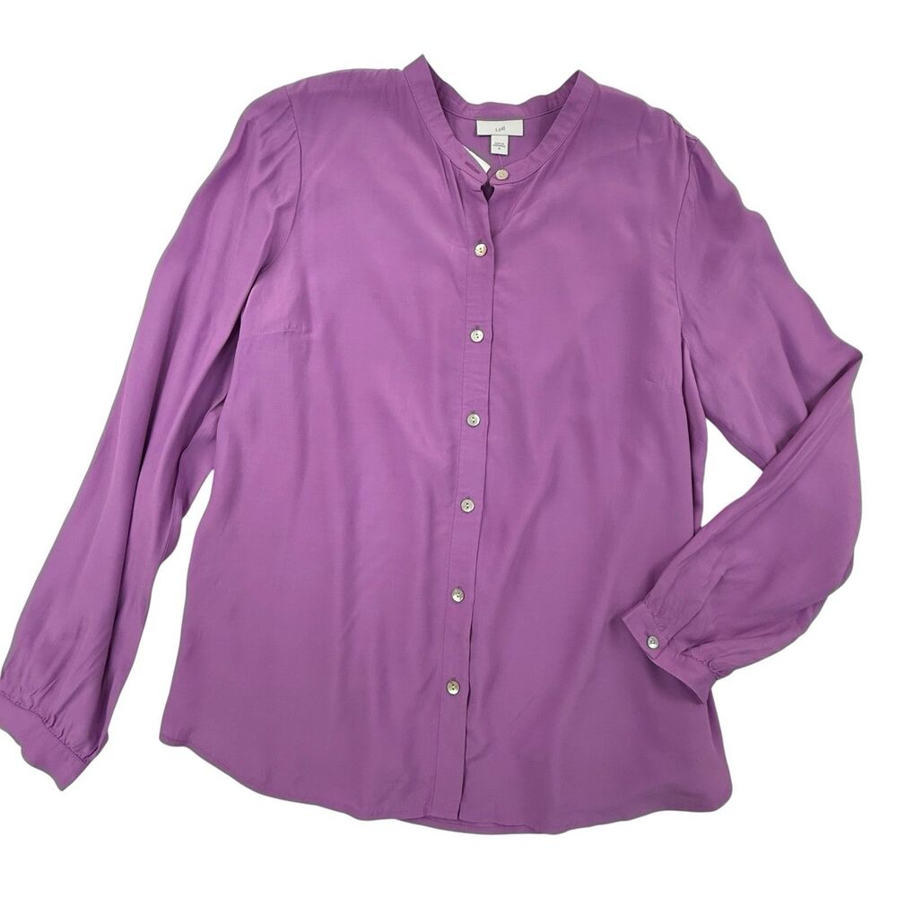 J Jill NEW Lilac Blouse Women Medium Long Sleeve Classic Workwear Button Front